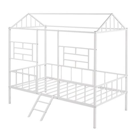 target metal frame house|Twin Size Metal House Bed Frame With Slatted Support .